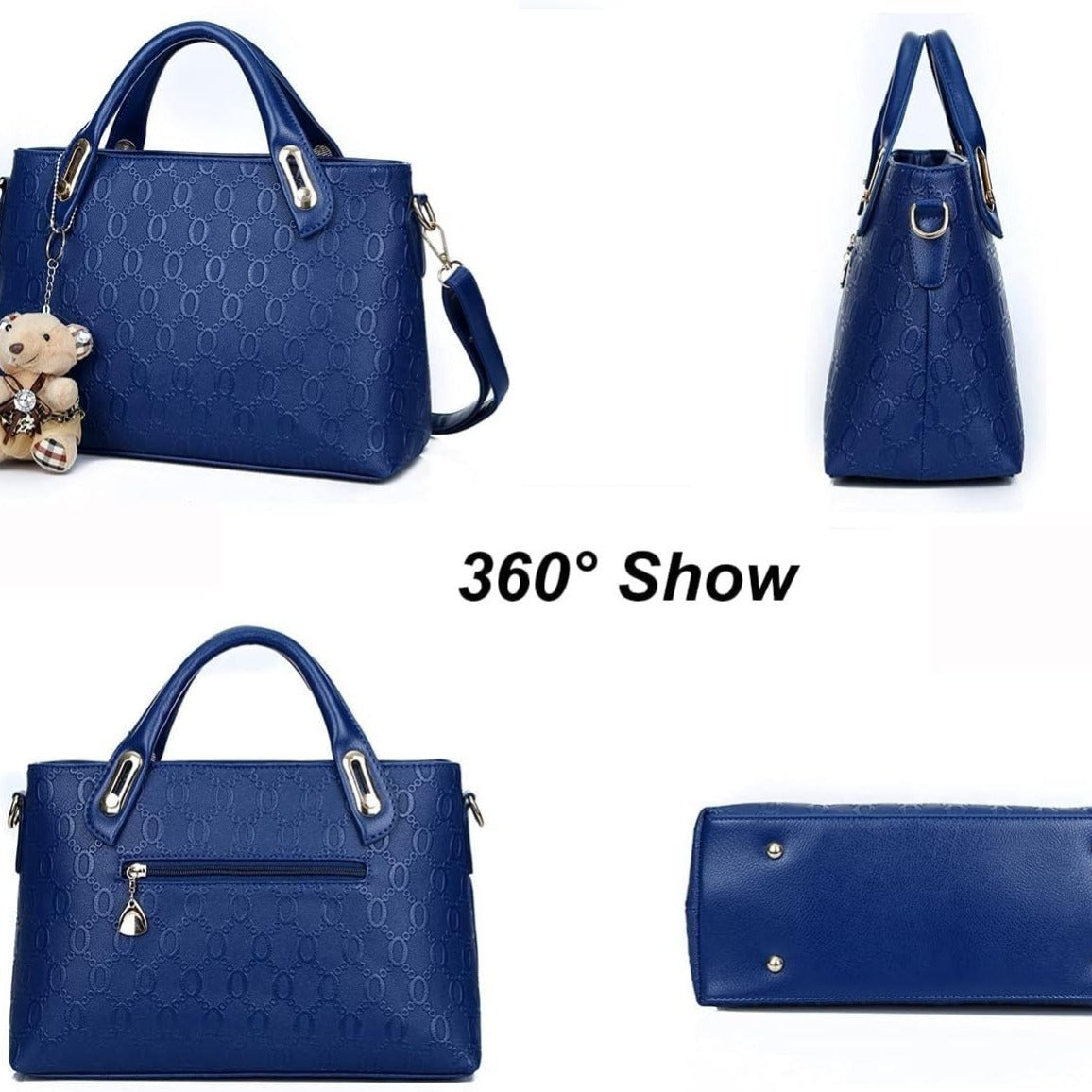 Women's 4-Piece PU Leather Handbag Set – Tote, Shoulder Bag, Purse & Card Holder