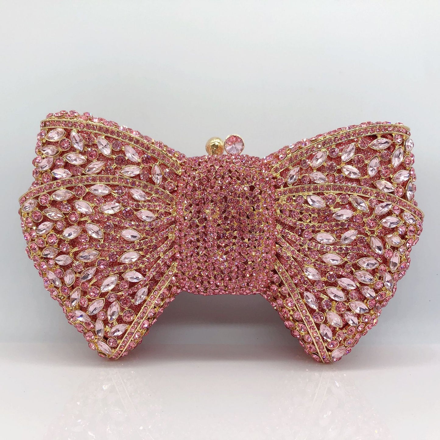 Women's Bow Diamond Rhinestone Clutch – Hard Metal Evening Bag in 22 Colours