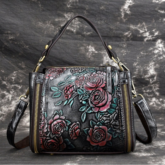 Women's First Layer Cowhide Shoulder Bag – Genuine Leather Contrast Colour Handbag
