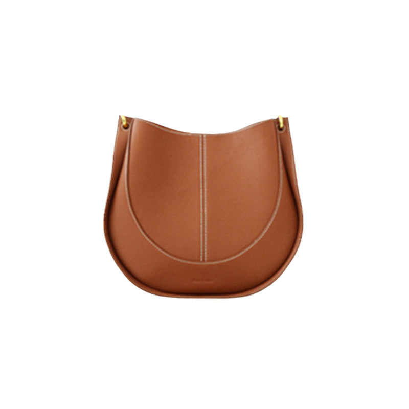 Women's Top Grain Leather Crossbody Bag – Niche Luxury Round Shoulder Handbag