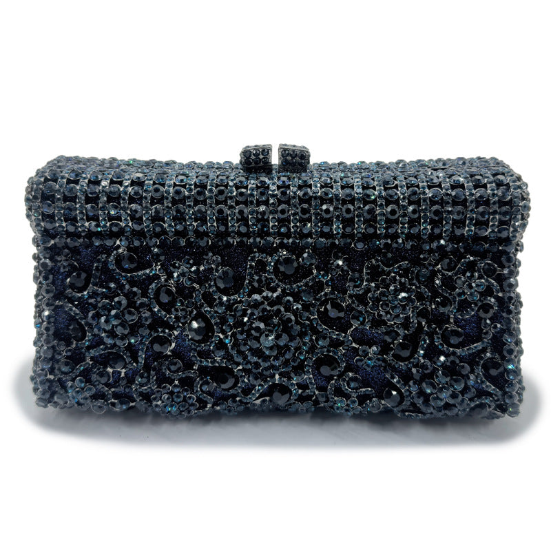 Women's Handmade Diamond Dinner Bag – Floral Clutch with Chain Strap