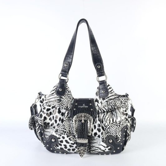Women's Leopard Print Crossbody Bag – Rivet Detail Western Style Shoulder Bag