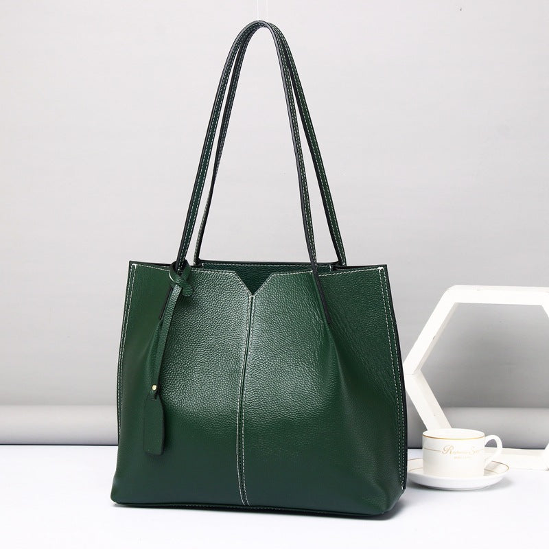 Women's Large Capacity First Layer Cowhide Shoulder Bag – Soft Genuine Leather Handbag
