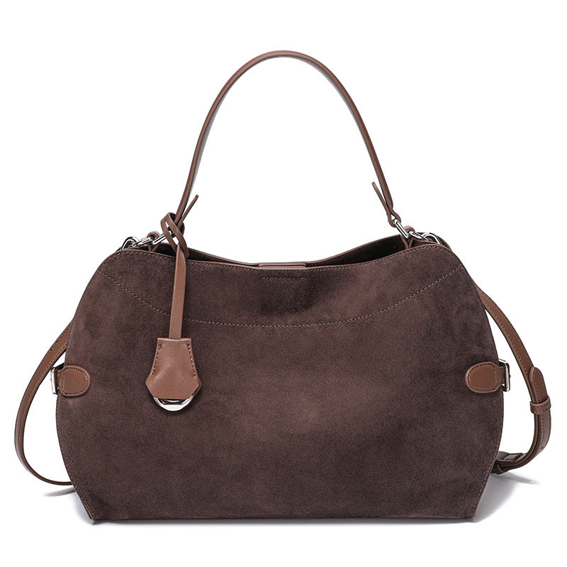 Women's Genuine Deer Suede Crossbody Bag – Brushed Leather Versatile Handbag