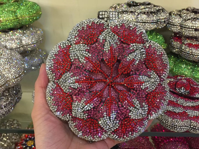 Women's Rose Metal Dinner Bag – Elegant Daily & Evening Clutch Handbag