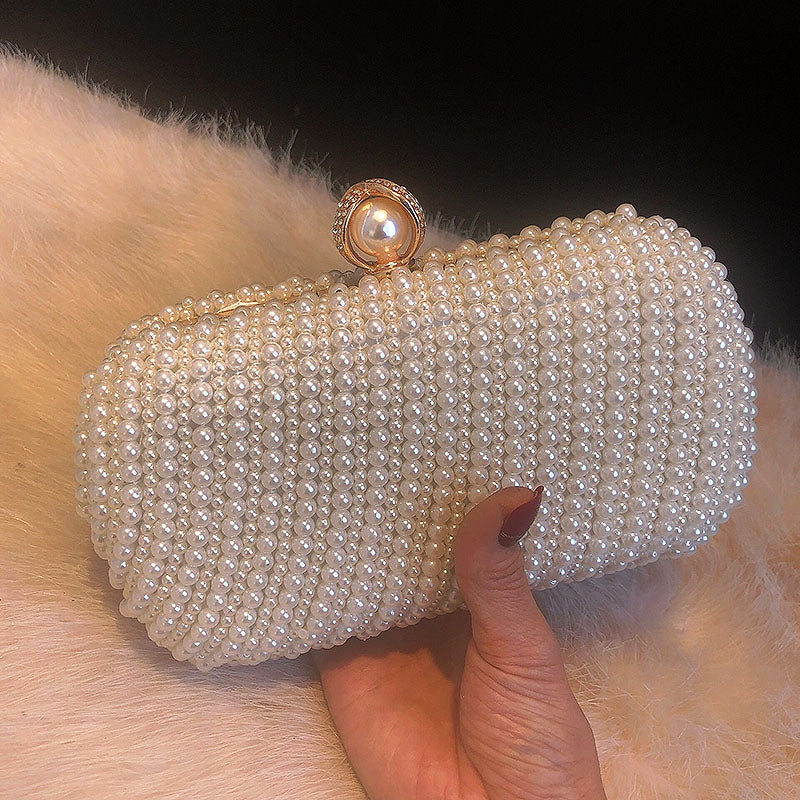 Women's Rhinestone Pearl Shoulder Bag – Vintage Beaded Evening Handbag