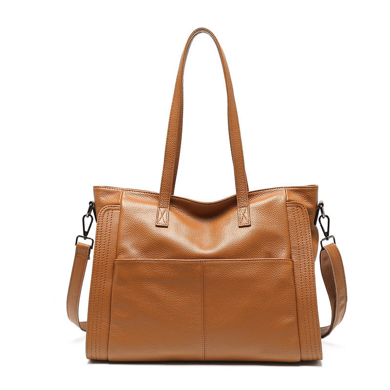 Women's First Layer Cowhide Large Capacity Handbag – Premium Genuine Leather Tote