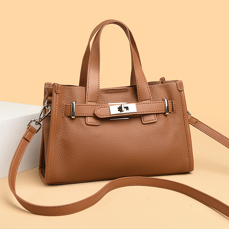 Women's First Layer Cowhide Shoulder Bag – Compact Genuine Leather Handbag