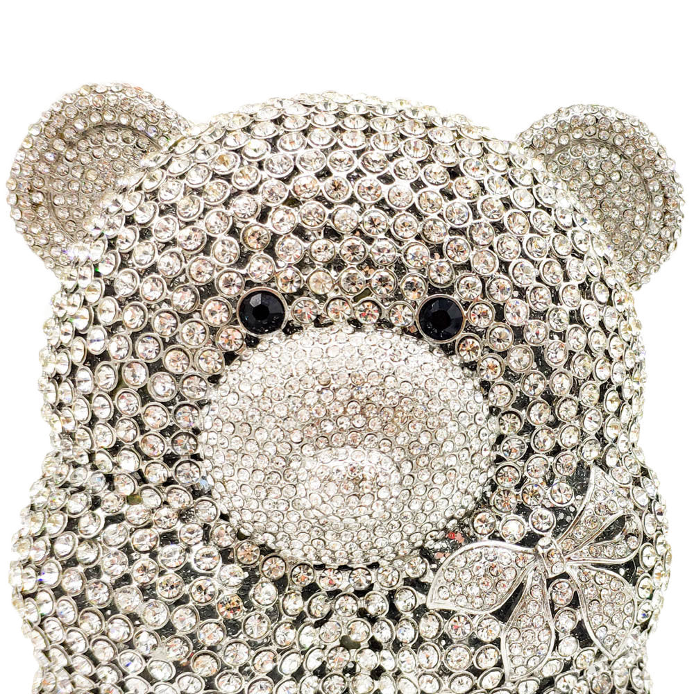 Women's Bear Diamond Rhinestone Clutch – Alloy Evening Party Bag in Gold & Silver