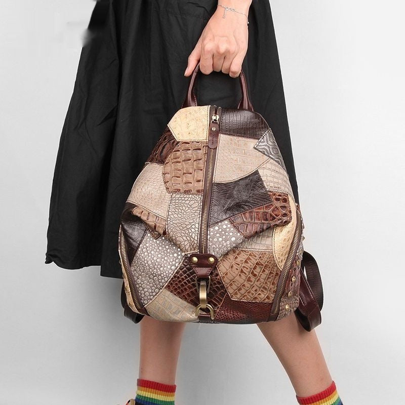 Retro Leather Women's Backpack – Large Capacity Vintage Style Bag
