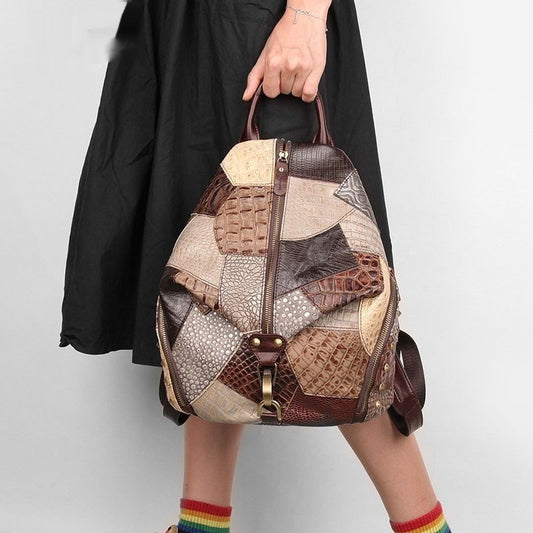 Retro Leather Women's Backpack – Large Capacity Vintage Style Bag