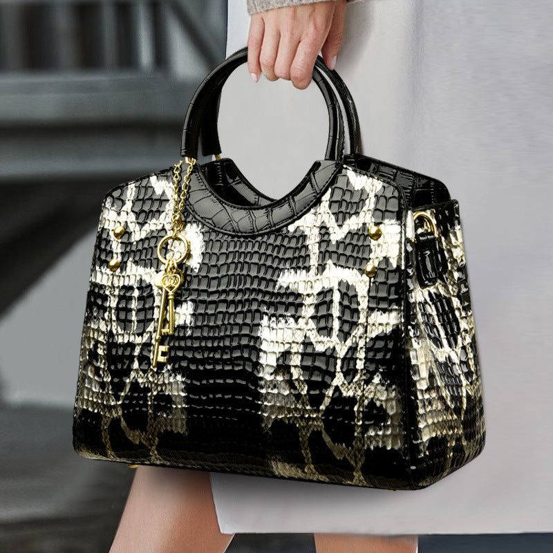 Women's Retro Snakeskin Pattern Large Handbag – Fashion Portable Tote Shoulder Bag