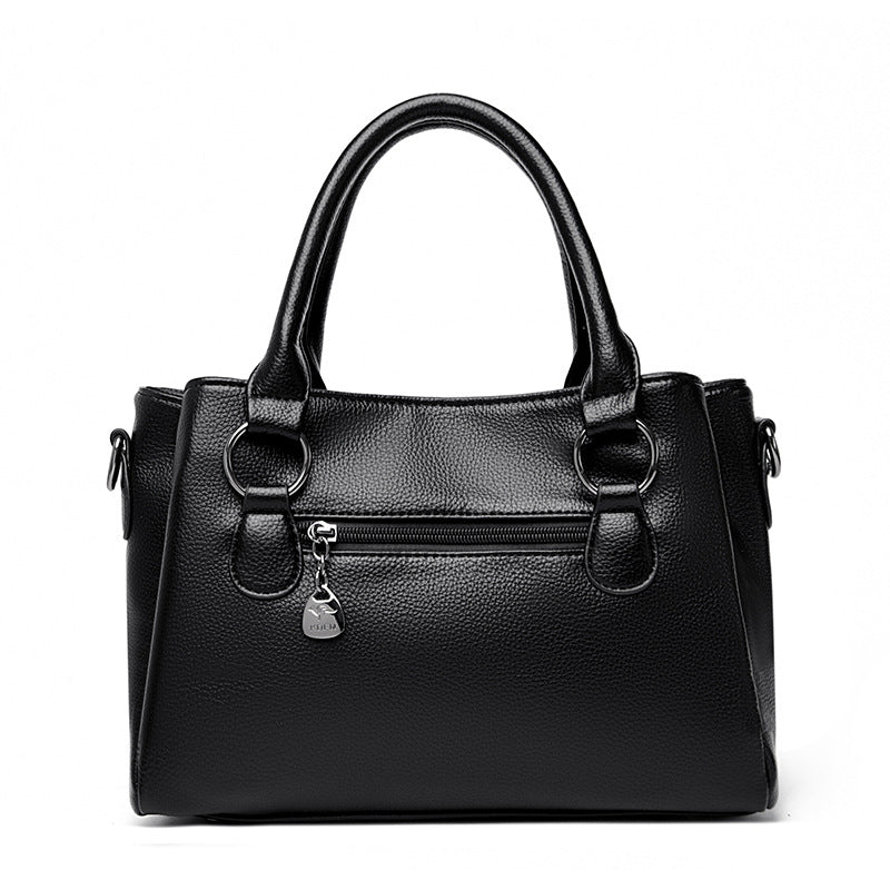 Women's Large Capacity Genuine Leather Crossbody Bag – Multi-Layer Two-Tone Cowhide
