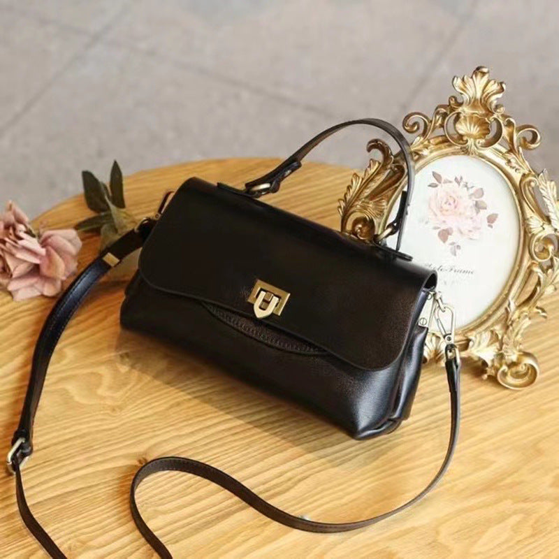 Women's Retro Leather Multi-Compartment Handbag – Fashion Vintage Style Bag