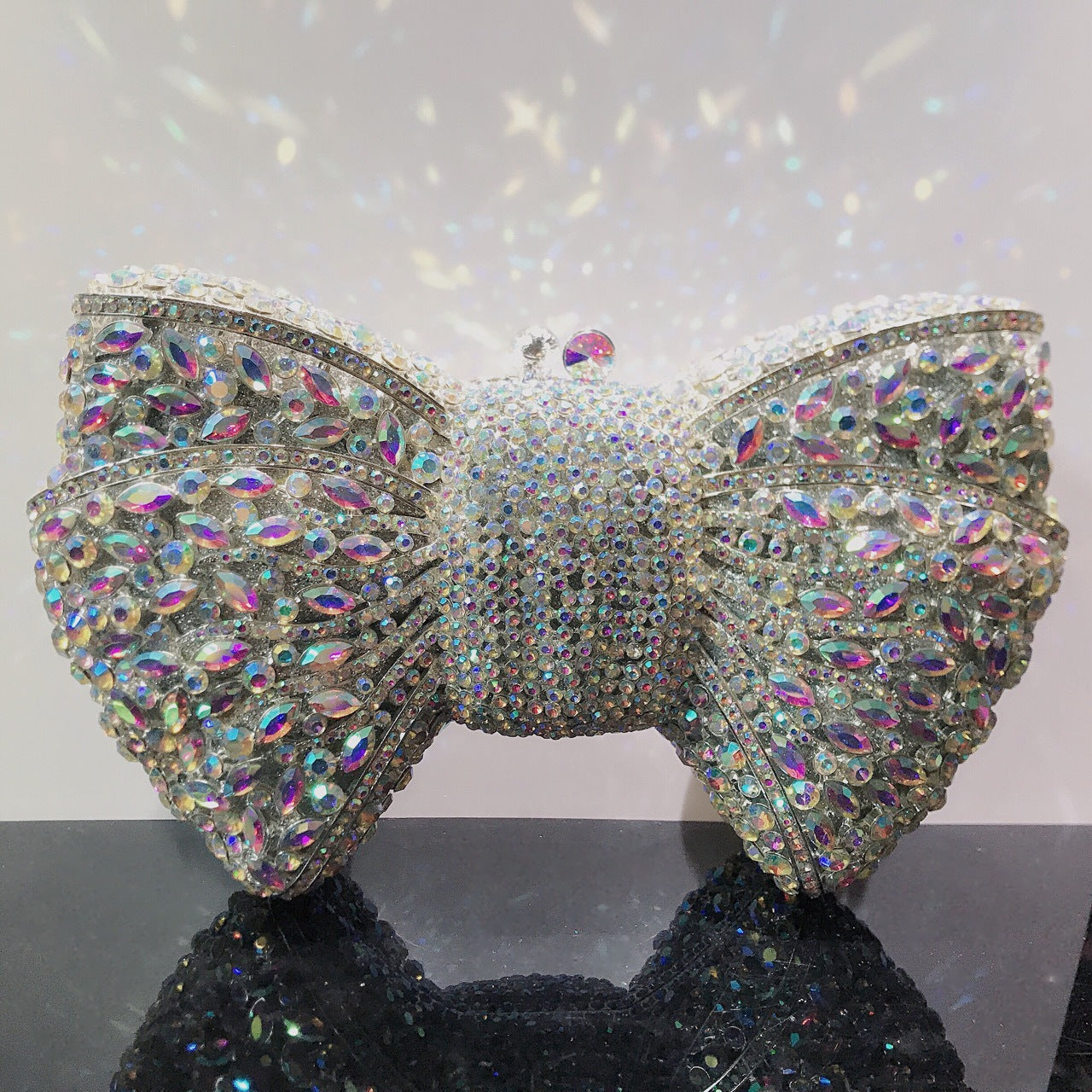 Women's Bow Diamond Rhinestone Clutch – Hard Metal Evening Bag in 22 Colours