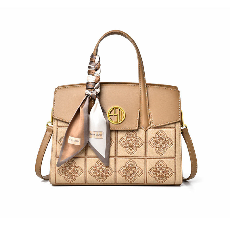 Women's Embroidered Silk Scarf Crossbody Bag – Elegant Boho Shoulder Handbag