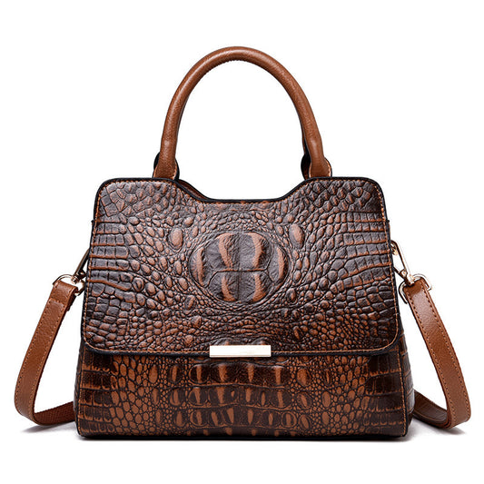 Women's Patent Leather Crocodile Tote Bag – Large Capacity Embossed Shoulder & Messenger Bag
