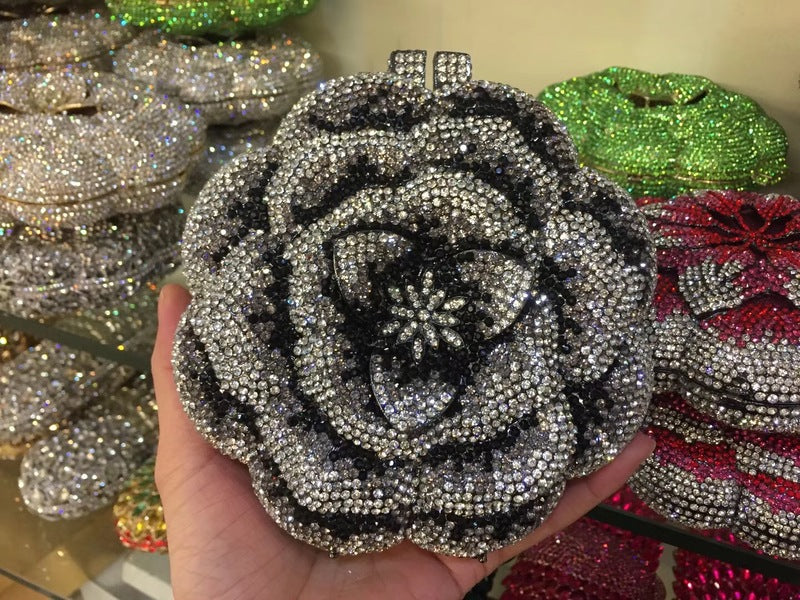 Women's Rose Metal Dinner Bag – Elegant Daily & Evening Clutch Handbag