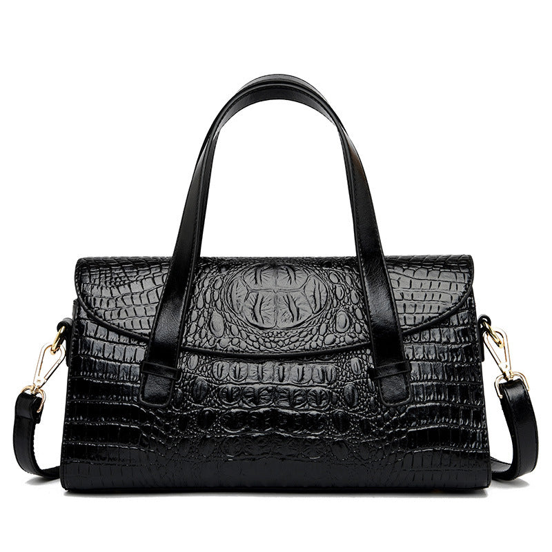 Women's Crocodile Pattern PU Shoulder Bag – Pillow Shape Hand Carry Handbag