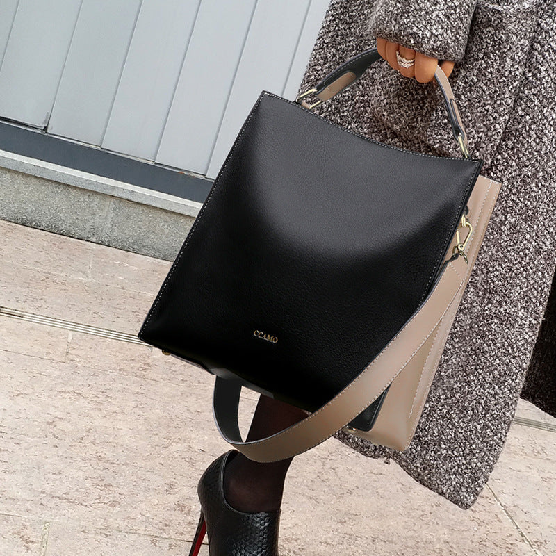 Women's Colour Contrast Square Box Shoulder Bag – Soft PU High-Sense Handbag