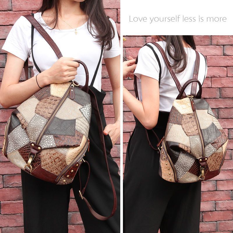Retro Leather Women's Backpack – Large Capacity Vintage Style Bag