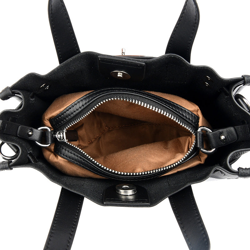 Women's First Layer Cowhide Shoulder Bag – Compact Genuine Leather Handbag