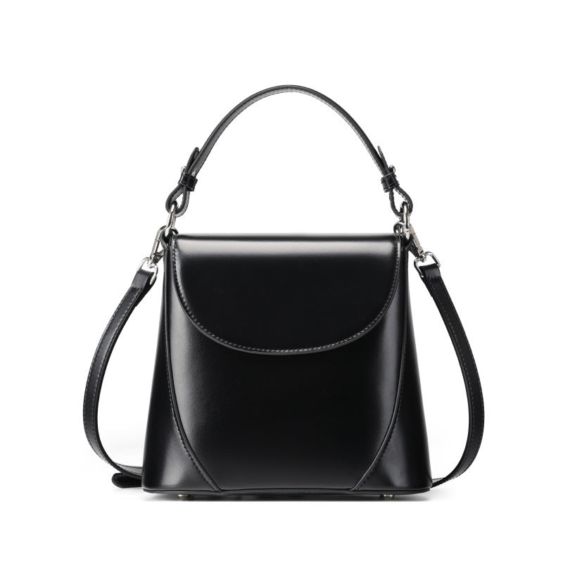 Women's Genuine Leather Square Shoulder Bag – Two-Layer Cowhide Urban Handbag
