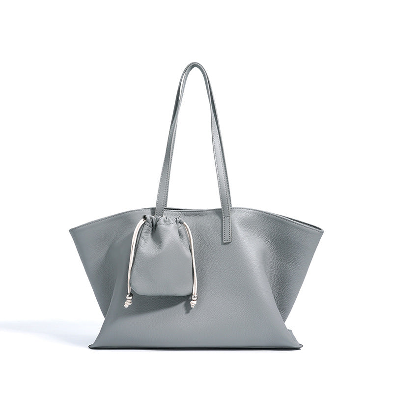 Women's Large Capacity First Layer Cowhide Shoulder Bag – Genuine Leather Underarm Tote
