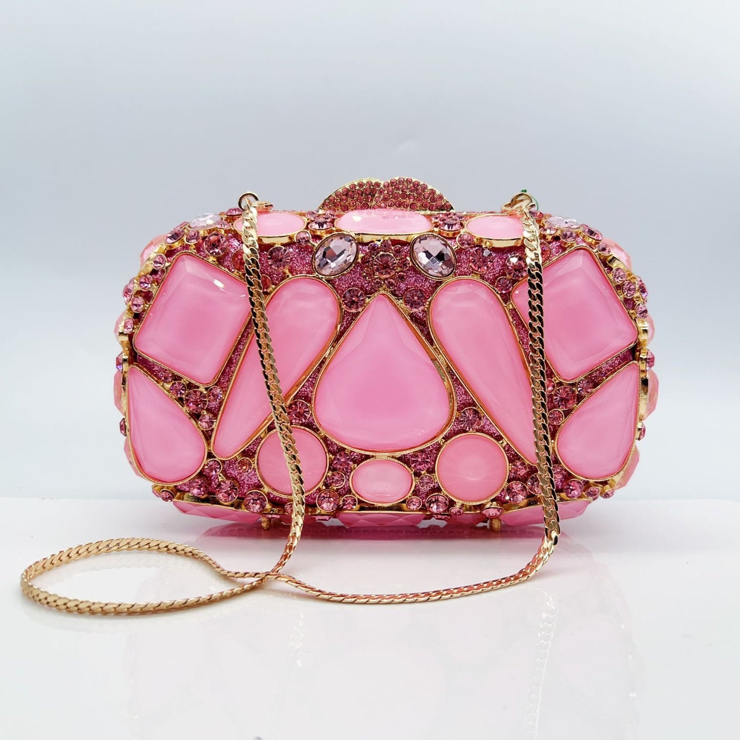 Glass Diamond Encrusted Evening Clutch Bag – Women's Luxury Party Purse