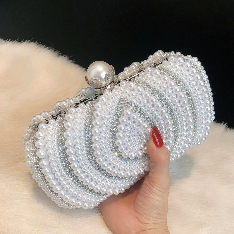 Women's Rhinestone Pearl Shoulder Bag – Vintage Beaded Evening Handbag