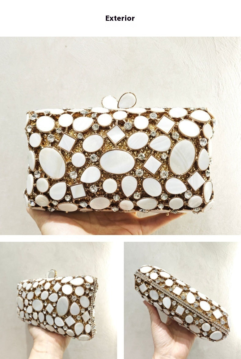 Women's Full Diamond Crystal Shell Clutch Bag – Hollow Evening Dinner Bag