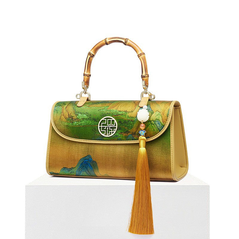 Women's Silk Cheongsam Chinese Style Bamboo Crossbody Bag – Oriental Small Handbag