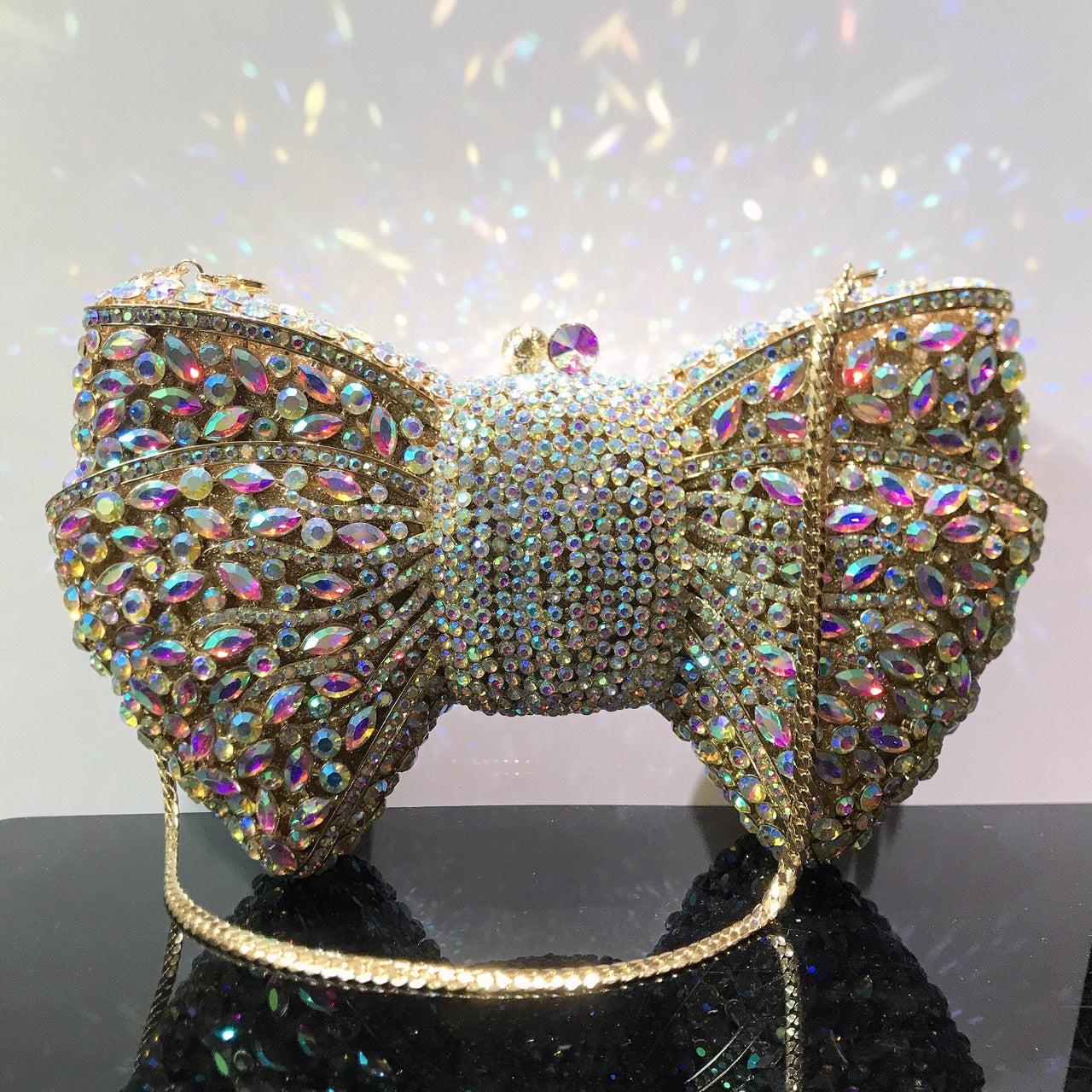 Women's Bow Diamond Rhinestone Clutch – Hard Metal Evening Bag in 22 Colours