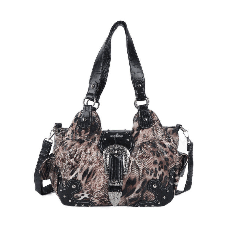 Women's Leopard Print Crossbody Bag – Rivet Detail Western Style Shoulder Bag