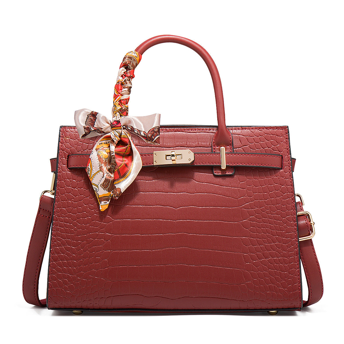 Women's Spacious PU Leather Tote Bag – Retro Clasp Shoulder Bag with Organised Interior