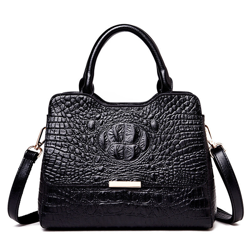 Women's Patent Leather Crocodile Tote Bag – Large Capacity Embossed Shoulder & Messenger Bag