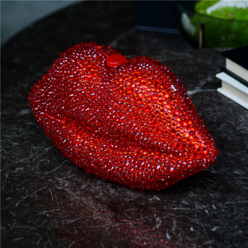 Women's Rhinestone Acrylic Lip Chain Dinner Bag – Glamorous Evening Clutch