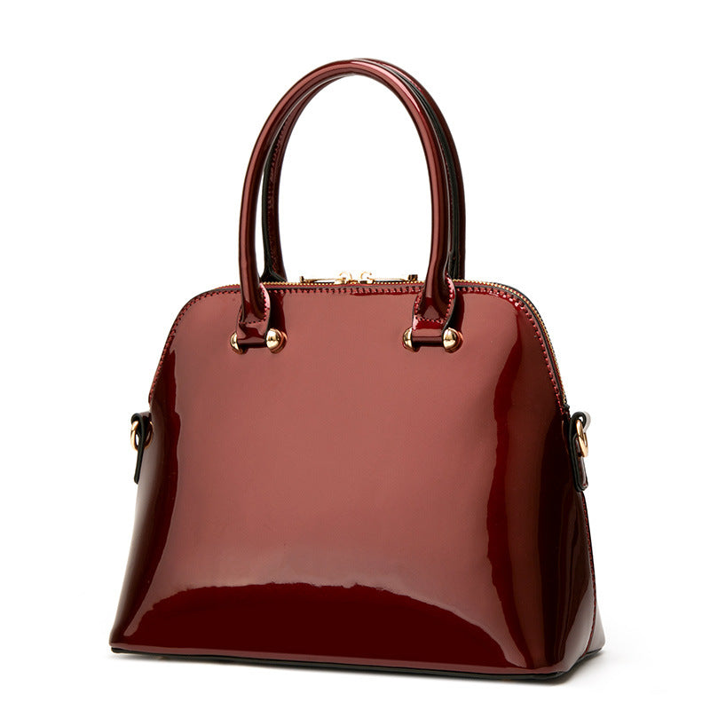 Women's Shiny Shell Tote Bag – PU Leather Shoulder & Messenger Bag