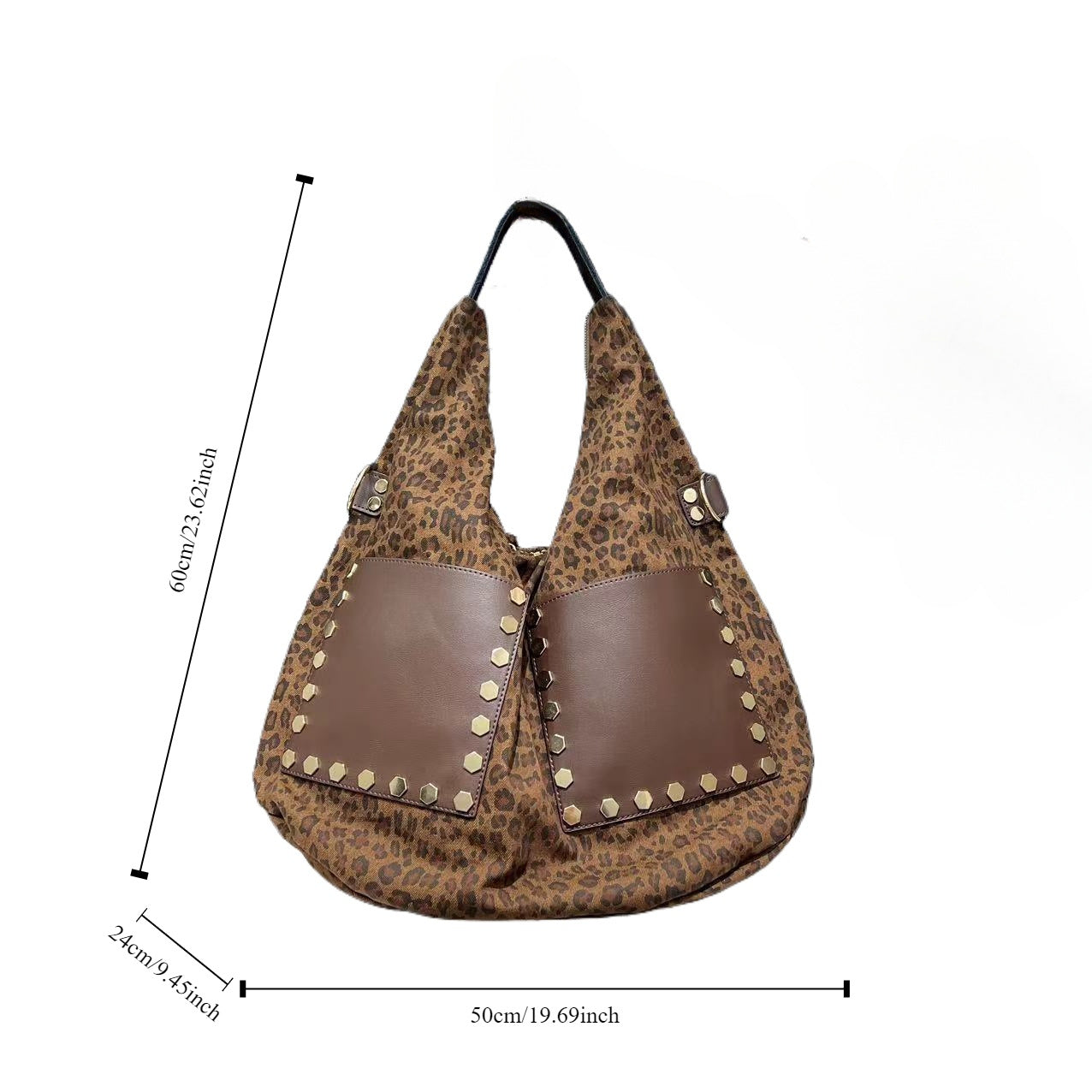 Women's Retro Leopard Print Bucket Bag – Large Capacity PU Patchwork Handbag