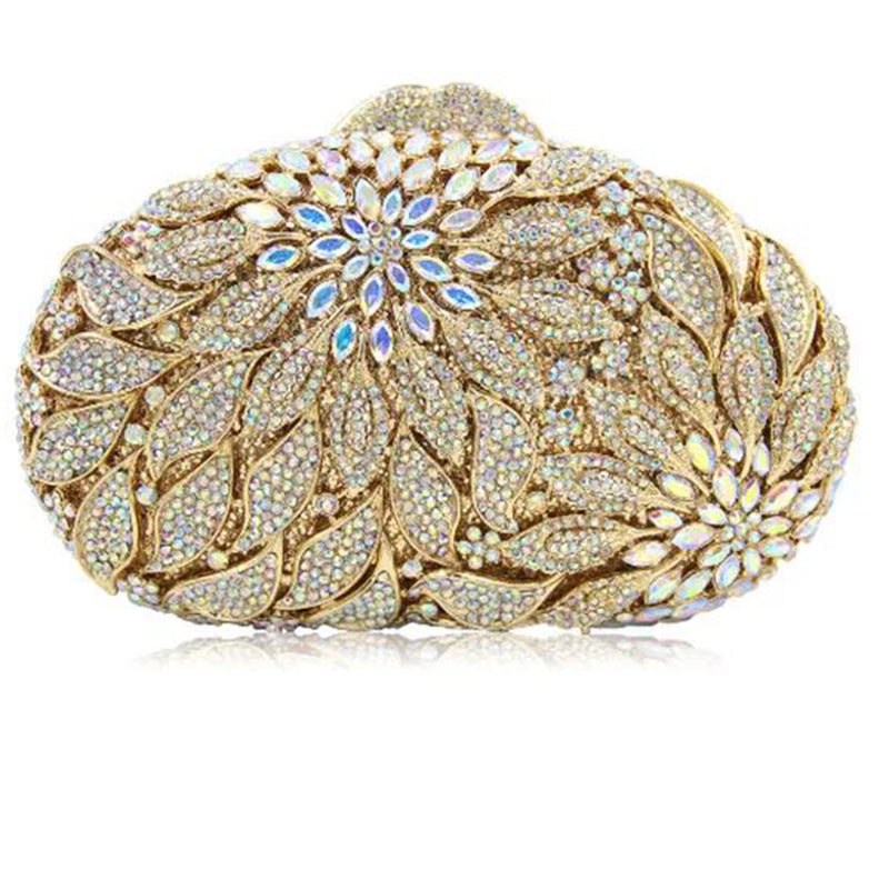 Women's Rhinestone Cutout Clutch Bag – Fashion Evening Clutch with Colour Detail