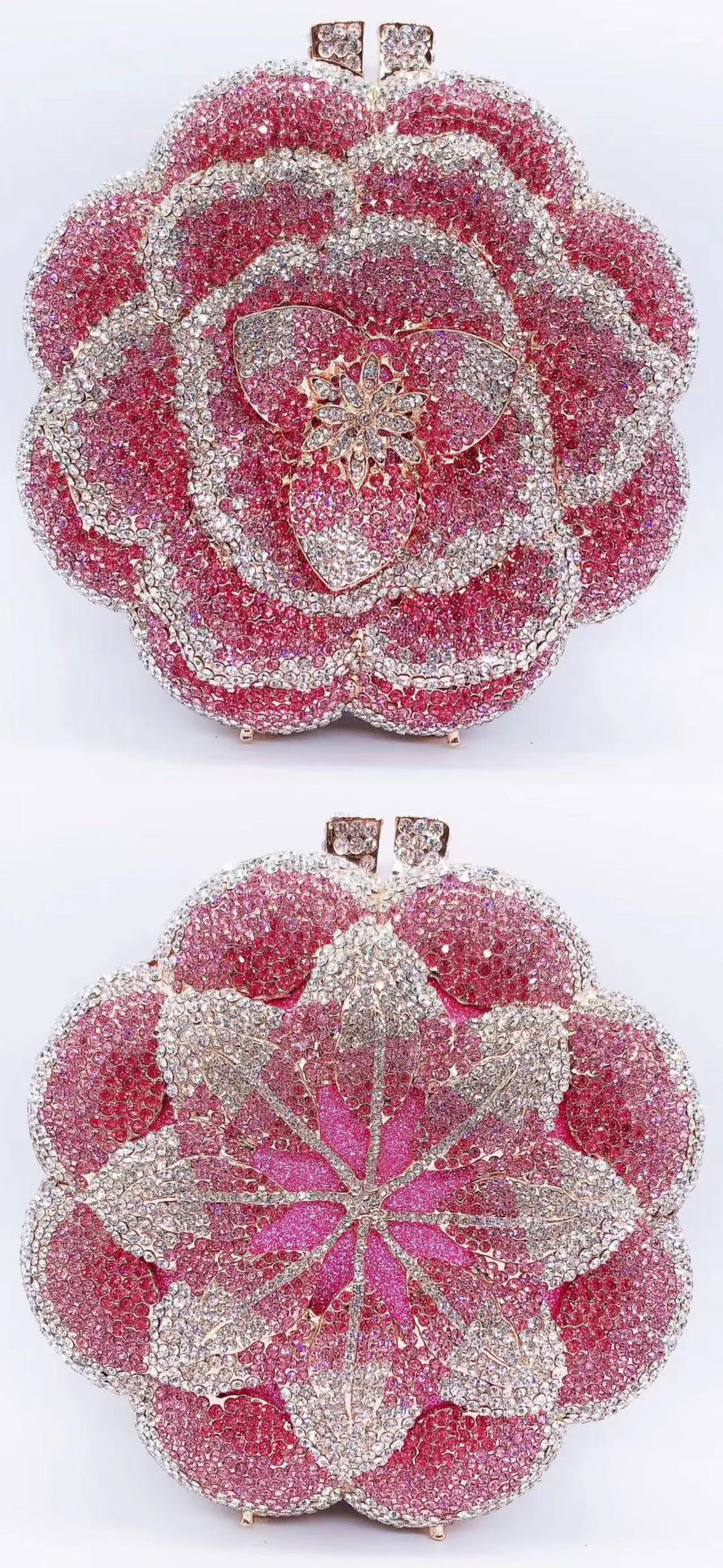 Women's Rose Metal Dinner Bag – Elegant Daily & Evening Clutch Handbag