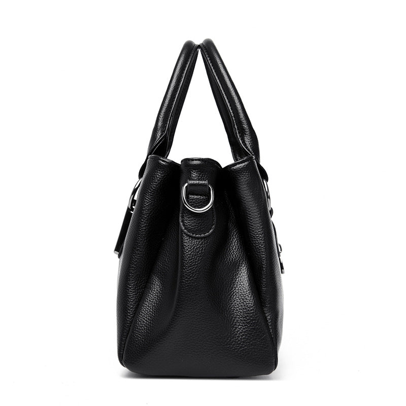 Women's Large Capacity Genuine Leather Crossbody Bag – Multi-Layer Two-Tone Cowhide