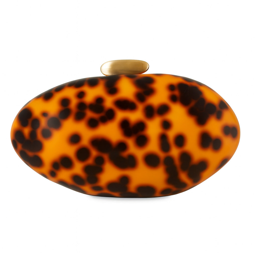 Women's Acrylic Snake Pattern Evening Bag – Hard Structured Crossbody Clutch in Amber