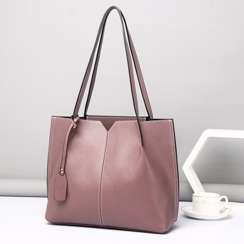 Women's Large Capacity First Layer Cowhide Shoulder Bag – Soft Genuine Leather Handbag