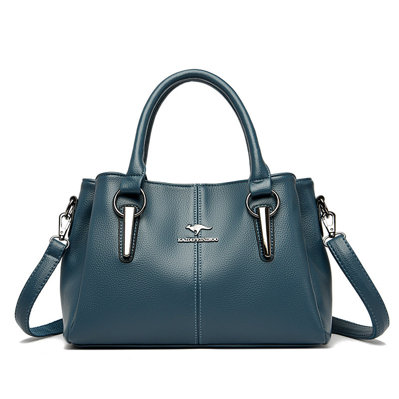 Women's Large Capacity Genuine Leather Crossbody Bag – Multi-Layer Two-Tone Cowhide