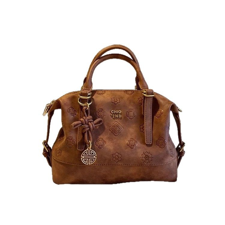 Women's Rhombus PU Leather Shoulder Bag – Oval Crossbody Messenger Bag in Brown