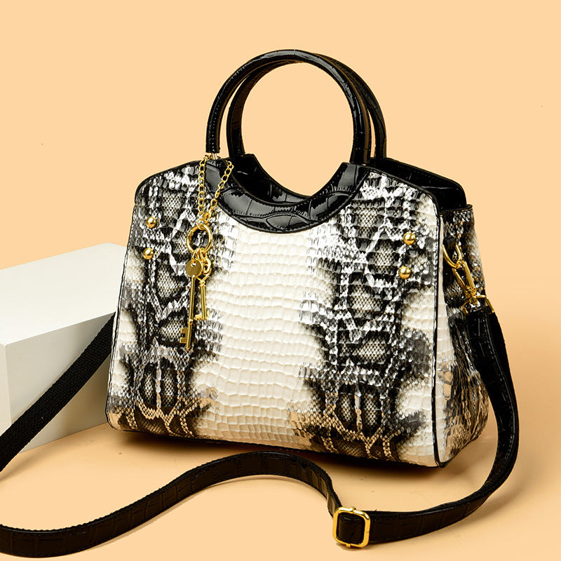 Women's Retro Snakeskin Pattern Large Handbag – Fashion Portable Tote Shoulder Bag
