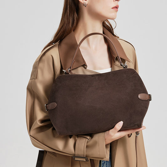 Women's Genuine Deer Suede Crossbody Bag – Brushed Leather Versatile Handbag