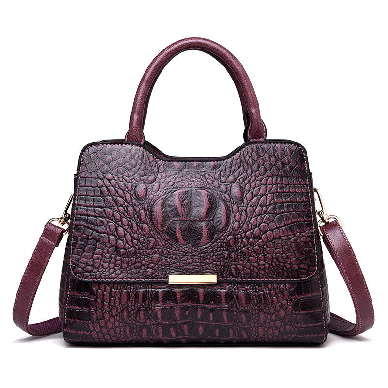 Women's Patent Leather Crocodile Tote Bag – Large Capacity Embossed Shoulder & Messenger Bag