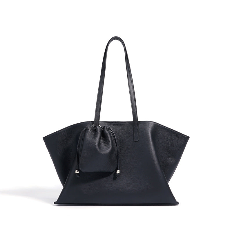 Women's Large Capacity First Layer Cowhide Shoulder Bag – Genuine Leather Underarm Tote